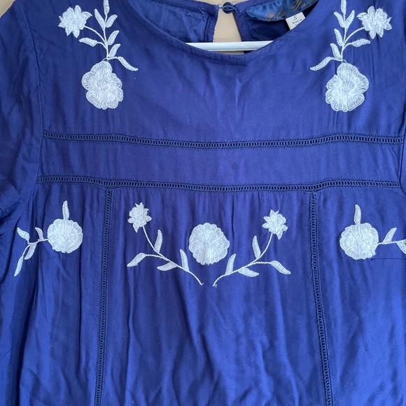 Blue Rain Boutique Brand Royal Blue and white floral embroidered dress. Size S - Picture 3 of 10